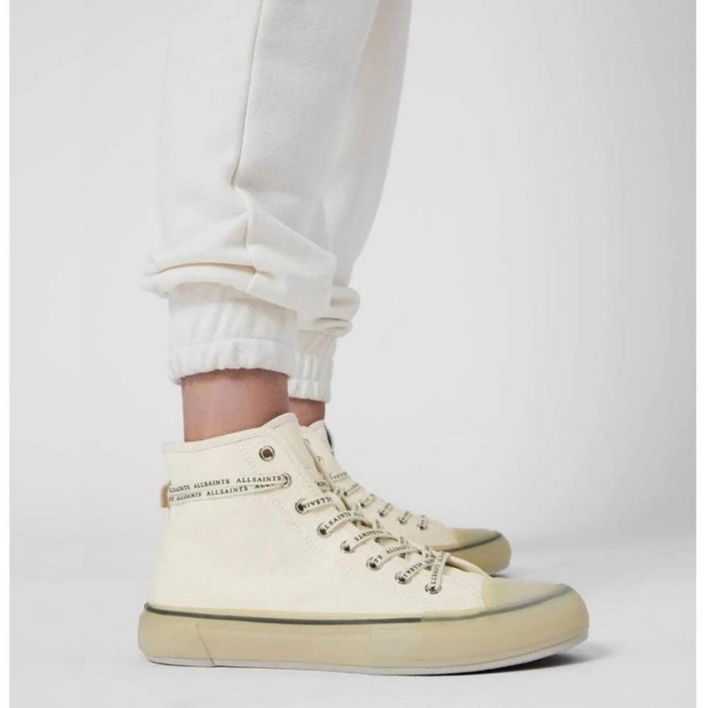 AllSaints Cream High-Top canvas Sneakers